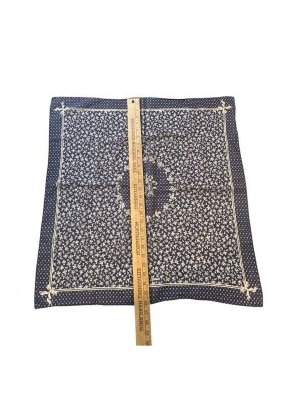 Daniel Hechter Paris Scarf Blue Floral Print Bonbon Fins 26" Square Cotton - Picture 5 of 6